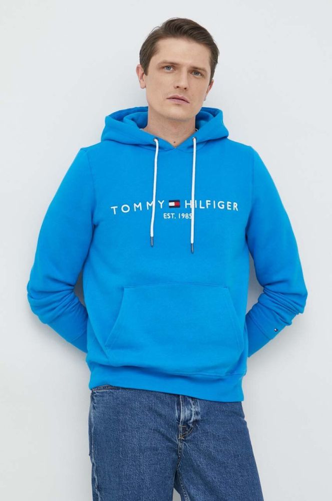 Кофта Tommy Hilfiger чоловіча з капюшоном з аплікацією колір блакитний (3027472)