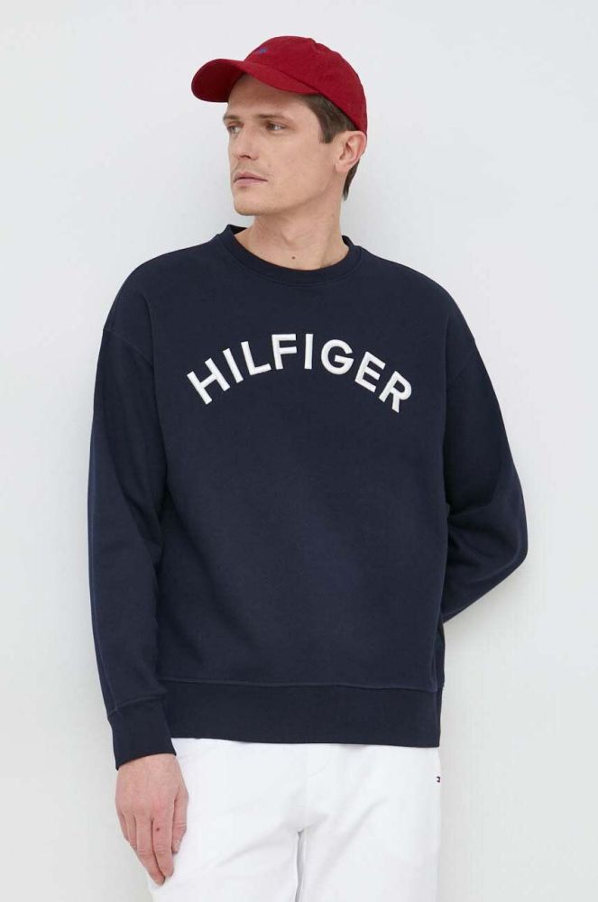 Кофта Tommy Hilfiger чоловіча колір синій з аплікацією (3038982)