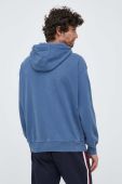 Бавовняна кофта Tommy Hilfiger чоловіча з капюшоном з аплікацією колір блакитний
