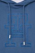 Бавовняна кофта Tommy Hilfiger чоловіча з капюшоном з аплікацією колір блакитний
