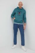 Бавовняна кофта Tommy Hilfiger чоловіча колір зелений з капюшоном з аплікацією (3061211)