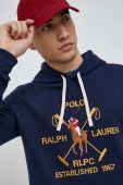 Кофта Polo Ralph Lauren чоловіча колір синій з капюшоном з аплікацією (2957326)