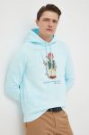 Кофта Polo Ralph Lauren чоловіча з капюшоном з принтом колір блакитний (3169913)