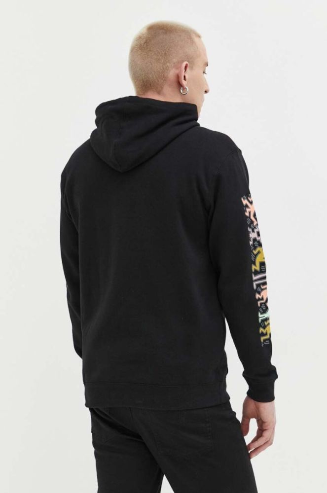 Кофта Billabong x Keith Haring чоловіча колір чорний з капюшоном з принтом фото 3