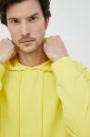 Бавовняна кофта United Colors of Benetton чоловіча колір жовтий з капюшоном однотонна Бавовняна кофта United Colors of Benetton чоловіча колір жовтий з капюшоном однотонна