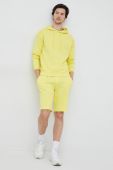 Бавовняна кофта United Colors of Benetton чоловіча колір жовтий з капюшоном однотонна