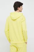 Бавовняна кофта United Colors of Benetton чоловіча колір жовтий з капюшоном однотонна
