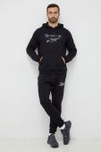 Кофта Reebok чоловіча колір чорний з капюшоном з принтом (3039001)