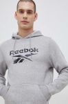 Кофта Reebok чоловіча колір сірий з капюшоном візерунок