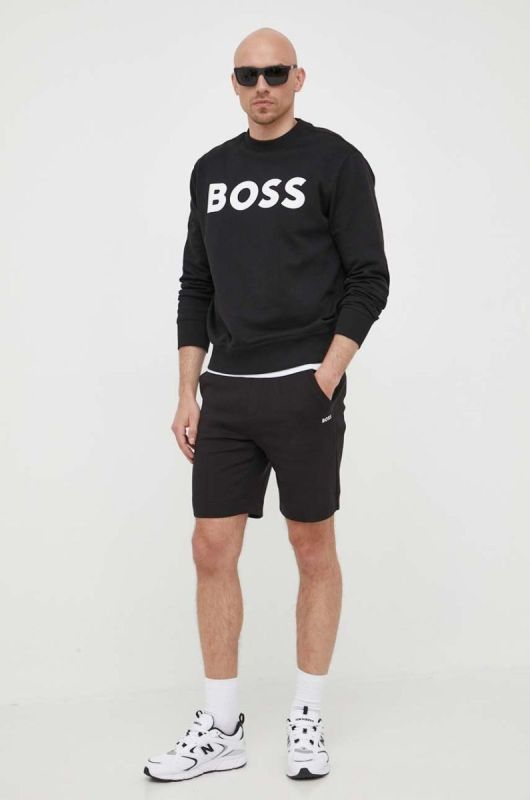 Бавовняна кофта BOSS BOSS ORANGE чоловіча колір чорний з принтом фото 2