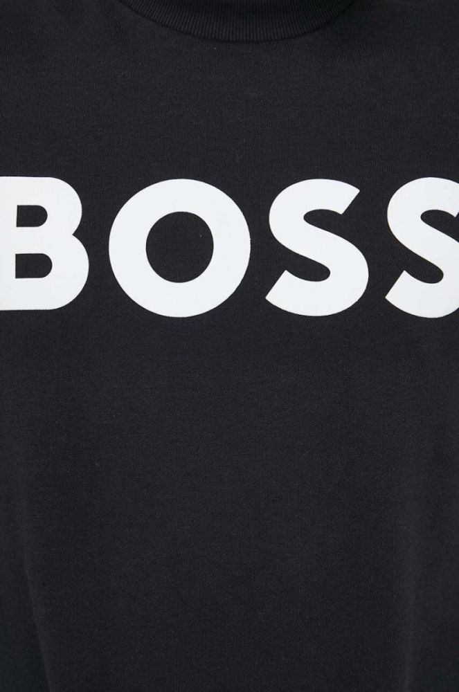 Бавовняна кофта BOSS BOSS ORANGE чоловіча колір чорний з принтом фото 5