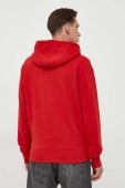 Бавовняна кофта BOSS BOSS ORANGE чоловіча колір червоний з капюшоном з принтом