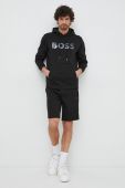 Кофта BOSS BOSS GREEN чоловіча колір чорний з капюшоном з принтом (3130360)