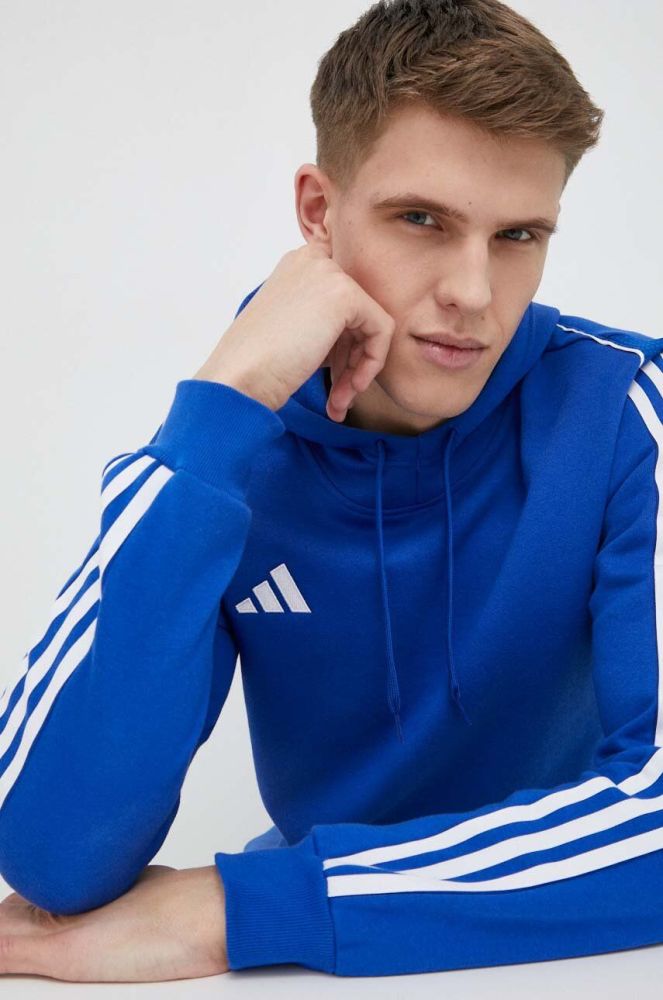 Кофта adidas Performance Tiro 23 з капюшоном з аплікацією колір блакитний