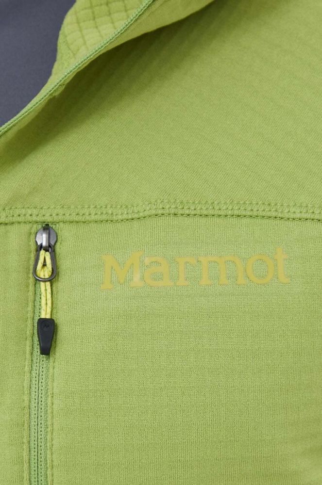 Спортивна кофта Marmot Preon колір зелений з капюшоном однотонна фото 5