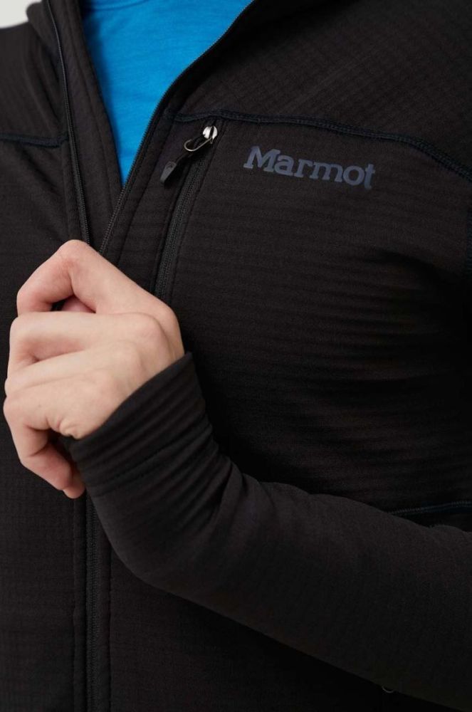 Спортивна кофта Marmot Preon колір чорний з капюшоном однотонна фото 5