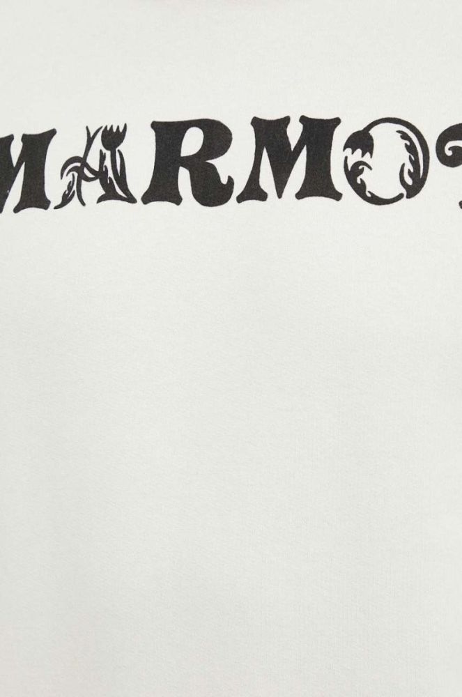 Кофта Marmot чоловіча колір бежевий з капюшоном з принтом фото 5