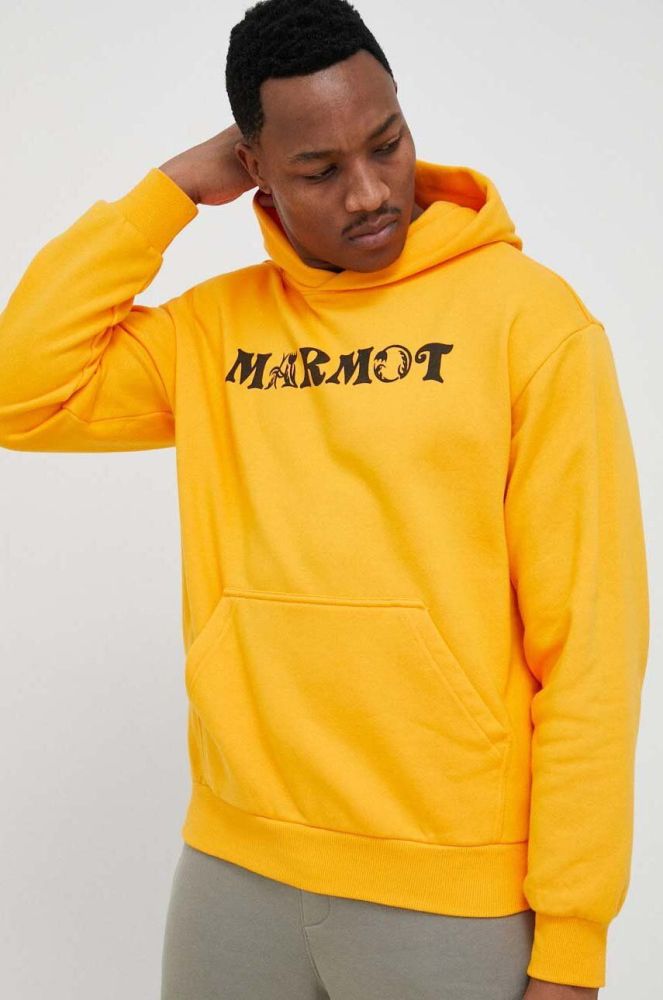 Кофта Marmot чоловіча колір помаранчевий з капюшоном з принтом
