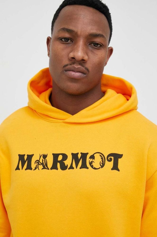 Кофта Marmot чоловіча колір помаранчевий з капюшоном з принтом фото 4