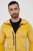 Спортивна кофта Salewa Agner PL колір жовтий з капюшоном однотонна