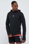 Кофта для бігу adidas Performance X-City колір чорний з капюшоном однотонна Кофта для бігу adidas Performance X-City колір чорний з капюшоном однотонна
