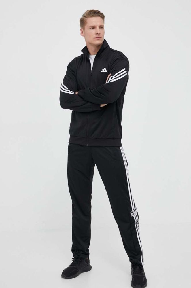 Тренувальна кофта adidas Performance 3-Stripes колір чорний з принтом фото 2
