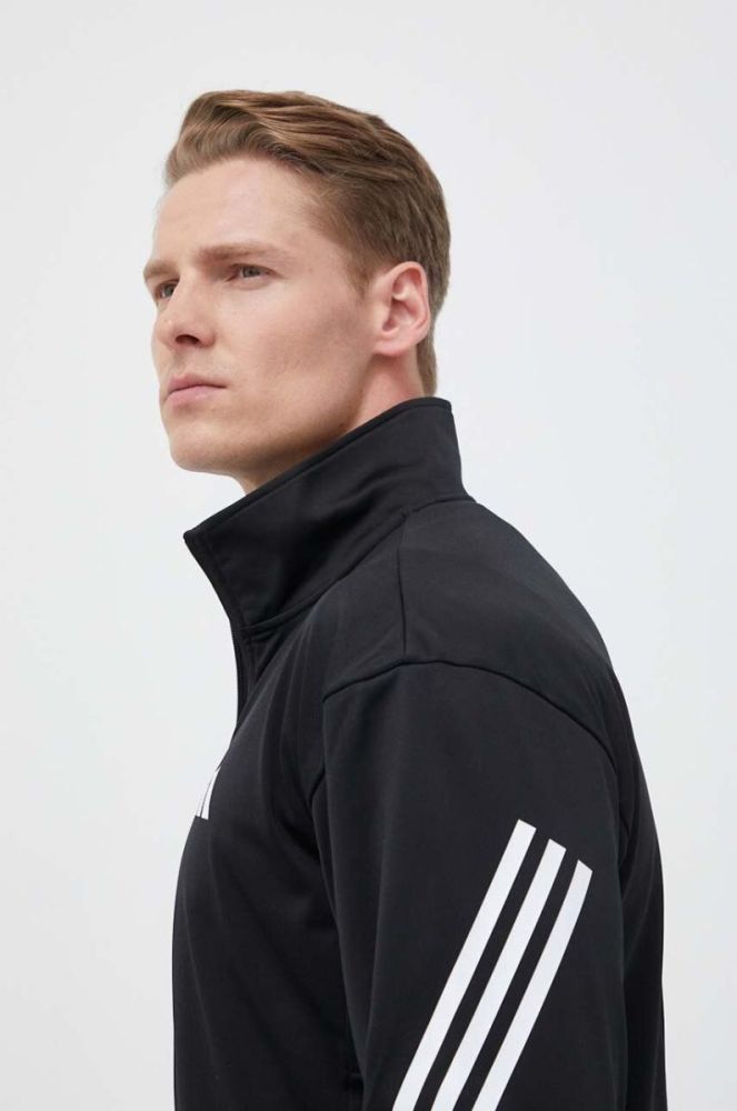 Тренувальна кофта adidas Performance 3-Stripes колір чорний з принтом фото 4