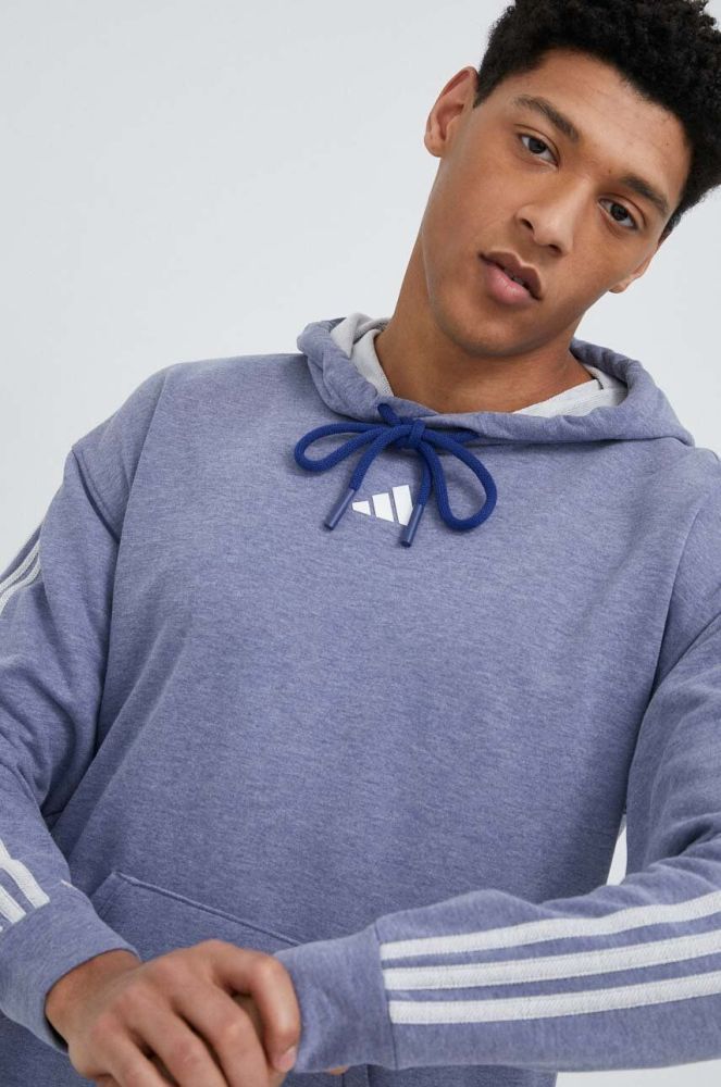 Кофта adidas Performance чоловіча з капюшоном меланж колір блакитний