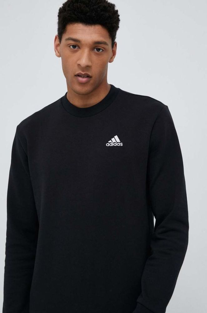 Бавовняна кофта adidas чоловіча колір чорний з аплікацією фото 4