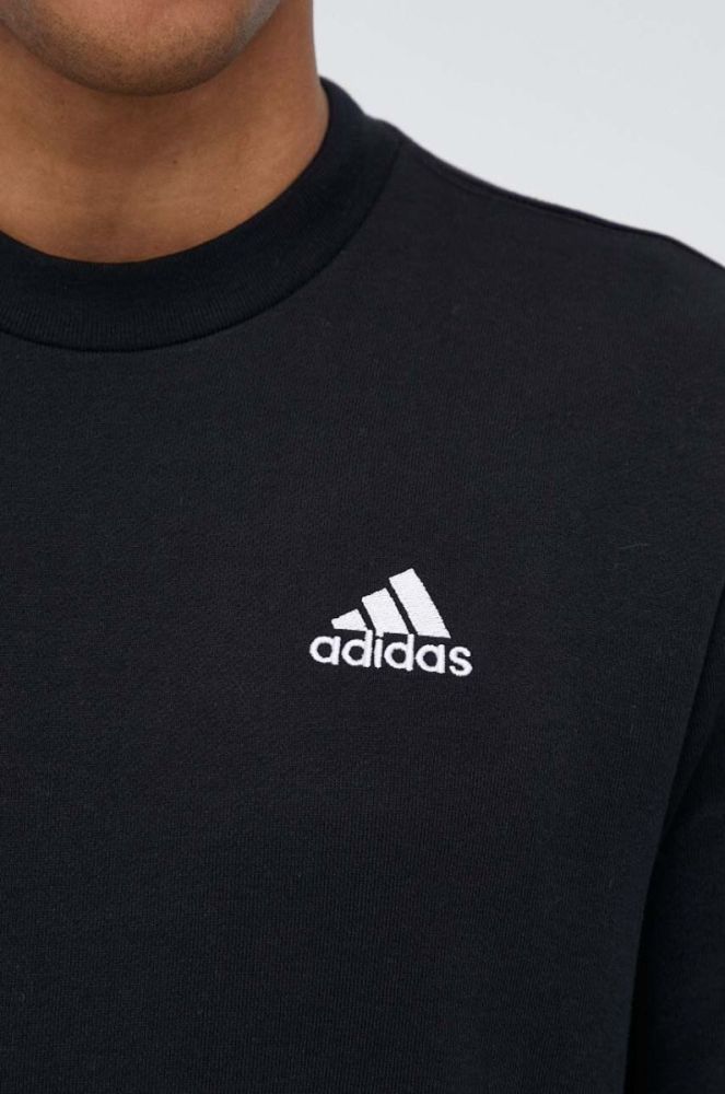 Бавовняна кофта adidas чоловіча колір чорний з аплікацією фото 5