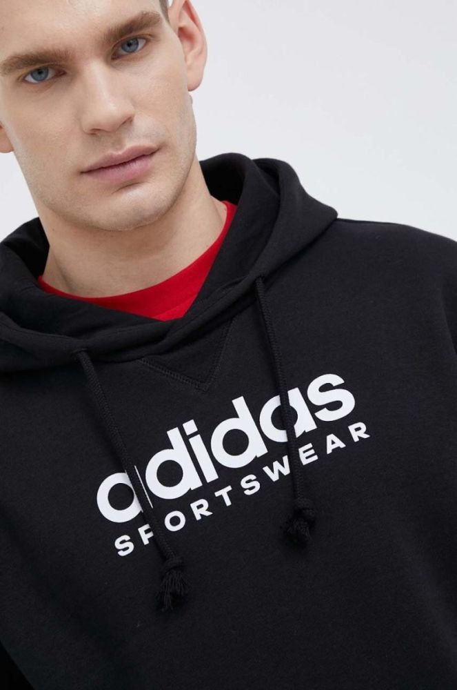Кофта adidas чоловіча колір чорний з капюшоном з принтом (3150435) фото 5
