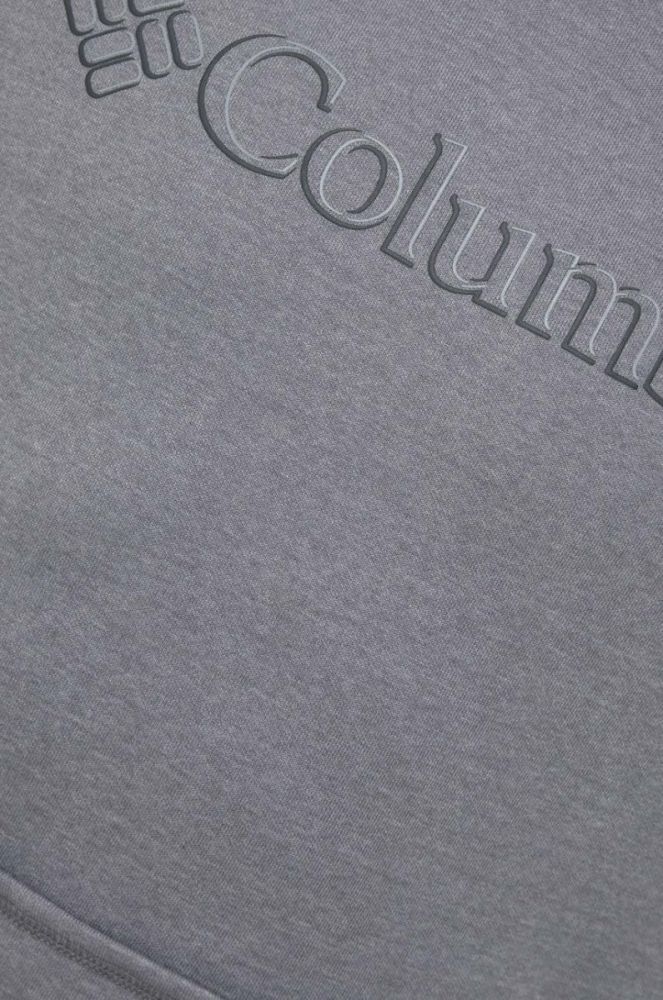 Кофта Columbia чоловіча колір сірий з капюшоном з принтом фото 5