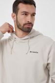 Бавовняна кофта Columbia чоловіча колір бежевий з капюшоном з принтом 2037471-278