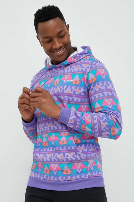 Кофта Columbia чоловіча колір фіолетовий з капюшоном візерунок