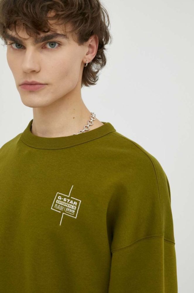 Кофта G-Star Raw чоловіча колір зелений з аплікацією (3238021) фото 4