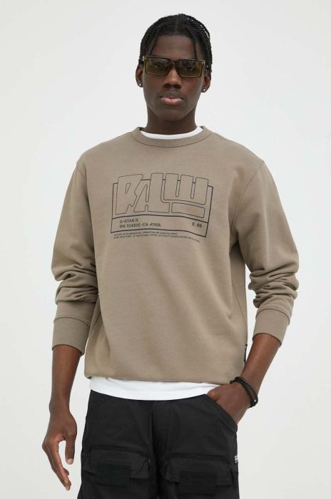 Бавовняна кофта G-Star Raw чоловіча колір коричневий з принтом