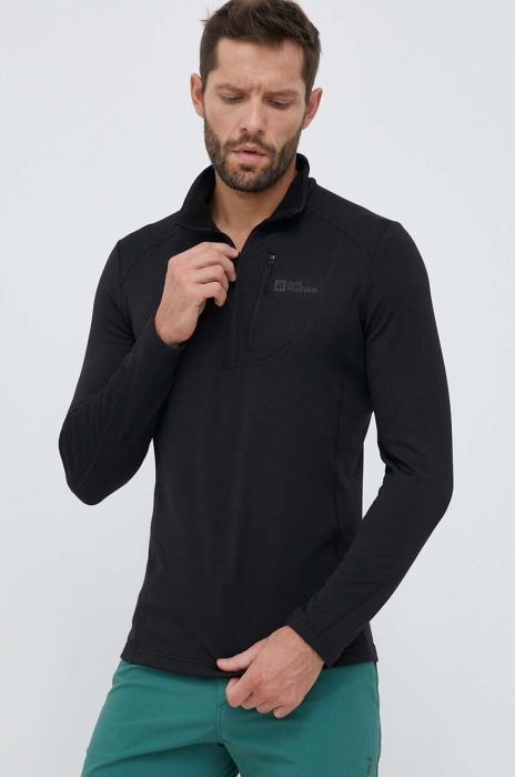 Спортивна кофта Jack Wolfskin Kolbenberg Hz колір чорний однотонна