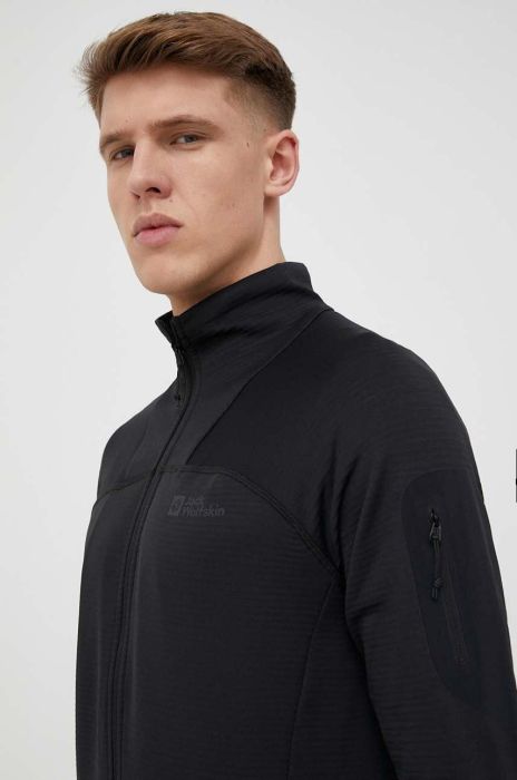 Спортивна кофта Jack Wolfskin Prelight Fz колір чорний однотонна