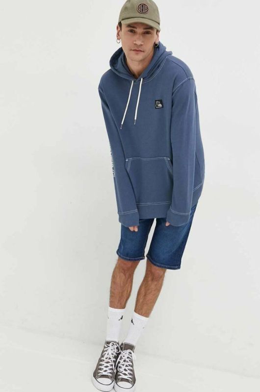 Бавовняна кофта Quiksilver чоловіча колір чорний з капюшоном візерунок фото 2