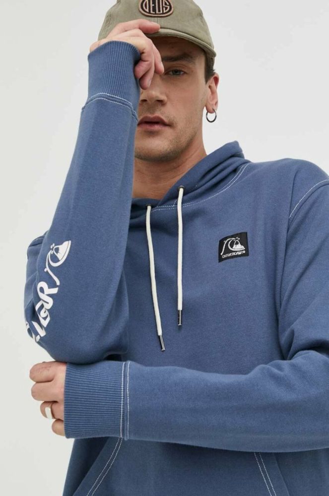 Бавовняна кофта Quiksilver чоловіча колір чорний з капюшоном візерунок фото 4