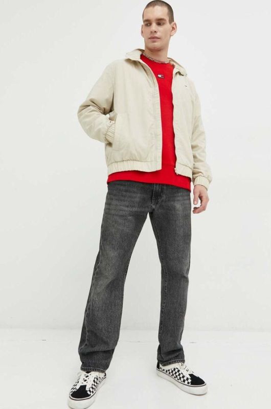 Бавовняна кофта Tommy Jeans чоловіча колір червоний з аплікацією (2995636) фото 2