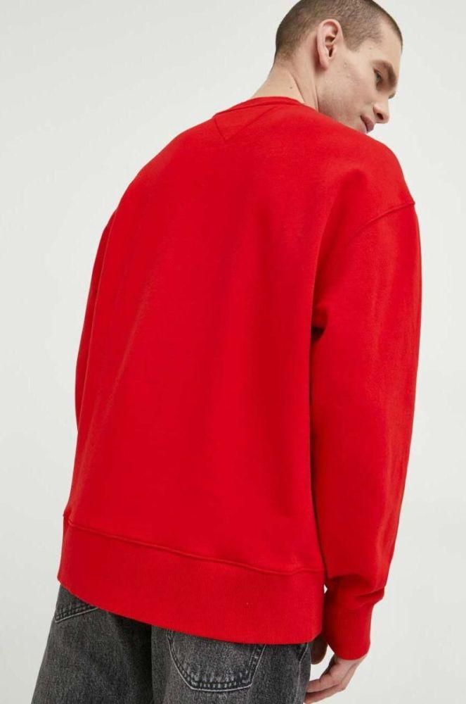 Бавовняна кофта Tommy Jeans чоловіча колір червоний з аплікацією (2995636) фото 3