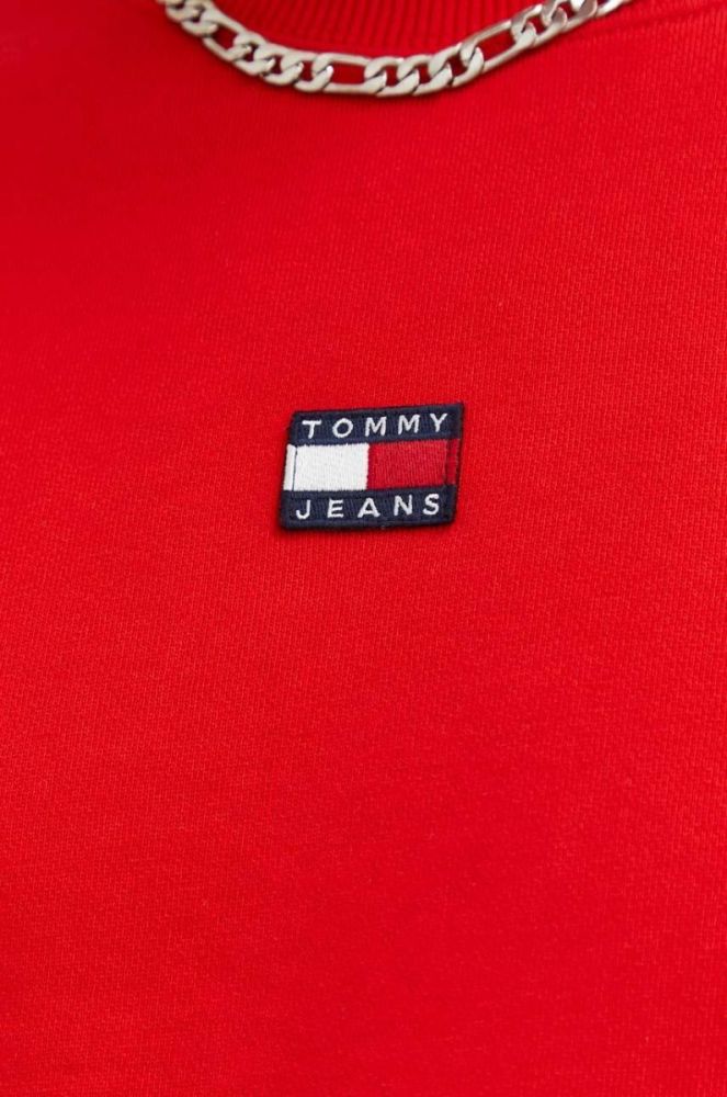 Бавовняна кофта Tommy Jeans чоловіча колір червоний з аплікацією (2995636) фото 5