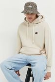 Бавовняна кофта Tommy Jeans чоловіча колір бежевий з капюшоном з аплікацією (2999898)