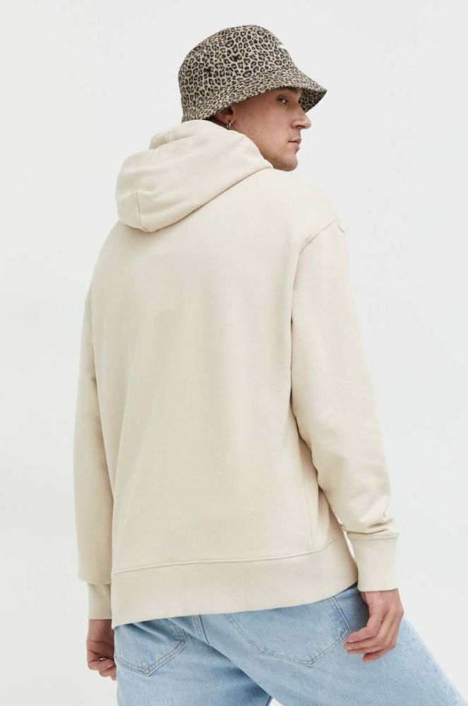 Бавовняна кофта Tommy Jeans чоловіча колір бежевий з капюшоном з аплікацією (2999898) фото 3