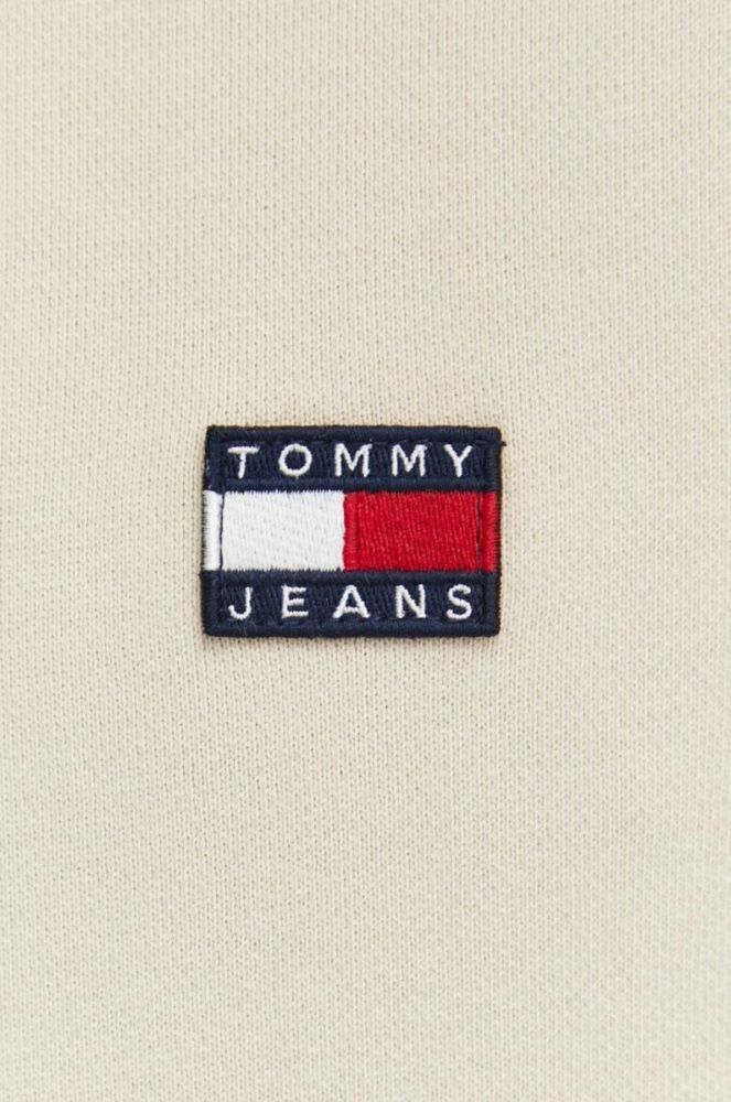 Бавовняна кофта Tommy Jeans чоловіча колір бежевий з капюшоном з аплікацією (2999898) фото 5