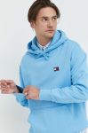 Бавовняна кофта Tommy Jeans чоловіча з капюшоном з аплікацією колір блакитний (2999903) Бавовняна кофта Tommy Jeans чоловіча з капюшоном з аплікацією колір блакитний (2999903)
