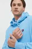 Бавовняна кофта Tommy Jeans чоловіча з капюшоном з аплікацією колір блакитний (2999903)