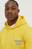 Бавовняна кофта Tommy Jeans чоловіча колір жовтий з капюшоном з принтом (2979535)