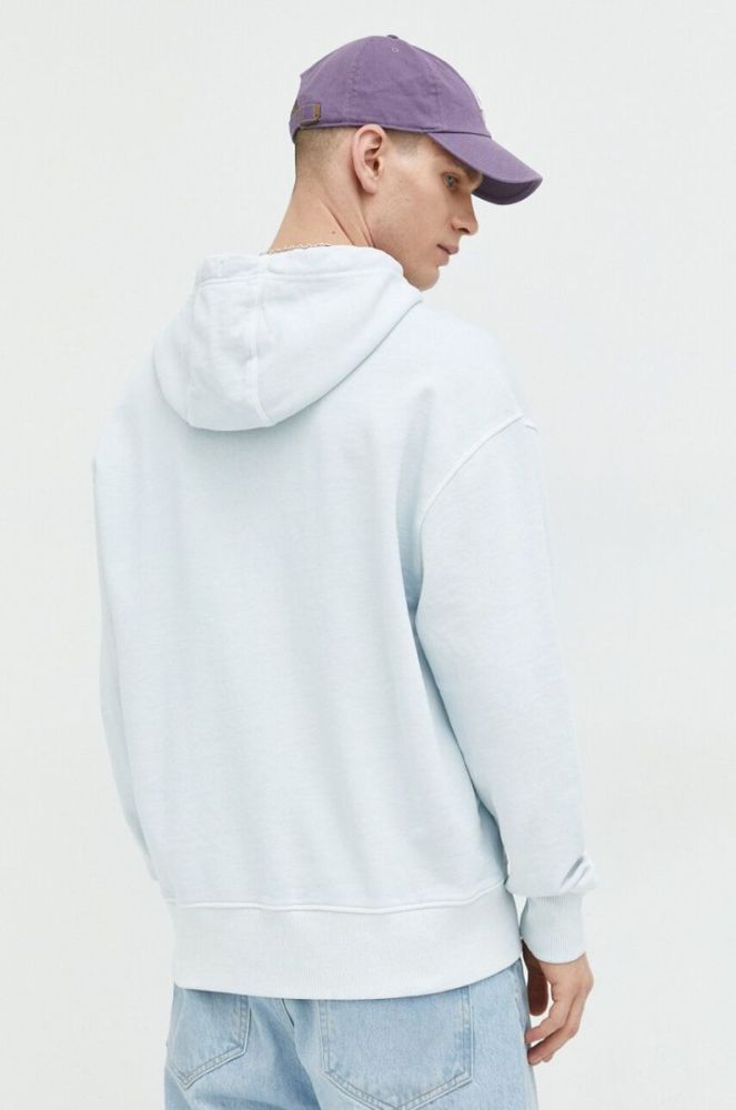 Бавовняна кофта Tommy Jeans чоловіча з капюшоном однотонна колір блакитний (2973843) фото 3